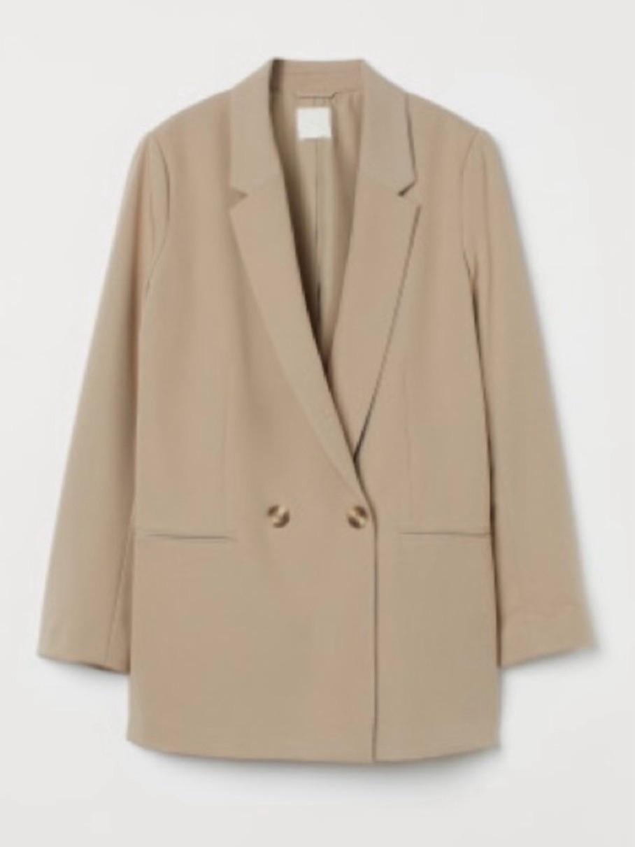 H&M Beige Double-Breasted Blazer